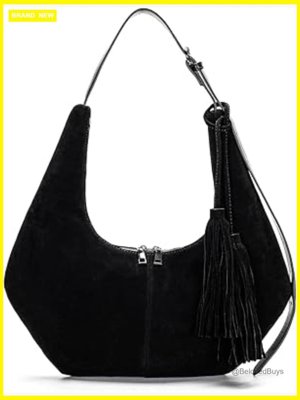 Retro Suede Hobo Shoulder Bag Crescent Crossbody Purse Adjustable Strap